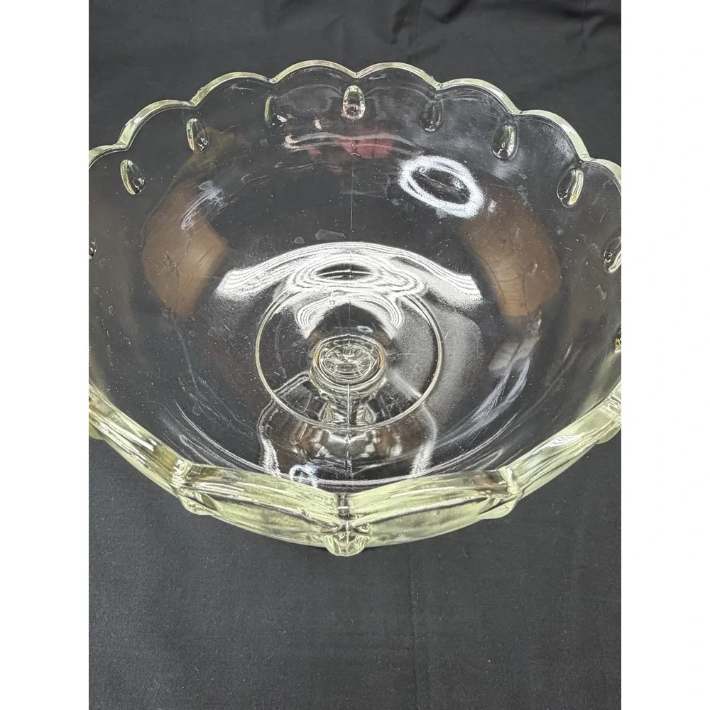 Vintage Indiana Clear Glass Teardrop Scalloped Pedestal Compote Dish 7.5